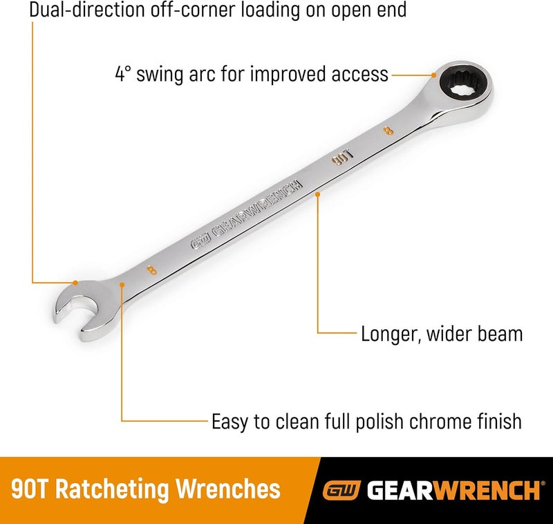 GEARWRENCH 10mm 4 Degree Swing Arch 12 Point Ratcheting Combination Wrench  86910 - Image 2