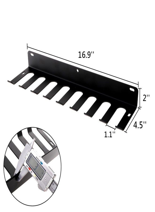 تيبري رف تخزين جداري منزلي من تيبيري بتسعة خطافات، منظم معدات اللياقة البدنية، علاقة معدنية لملحقات الصالة الرياضية لأحزمة التمرين، وحبال القفز، وقضبان الأثقال، وأحزمة رفع الأثقال. - Image 2