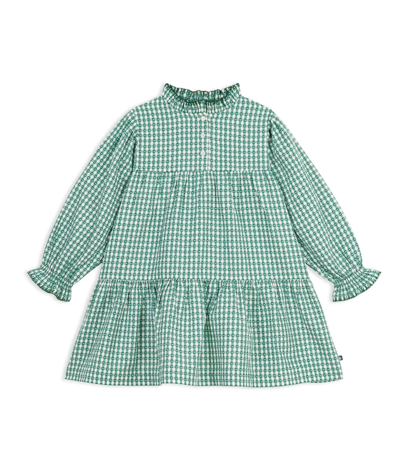 Petit Bateau Children's Long-Sleeved Poplin Gingham Dress