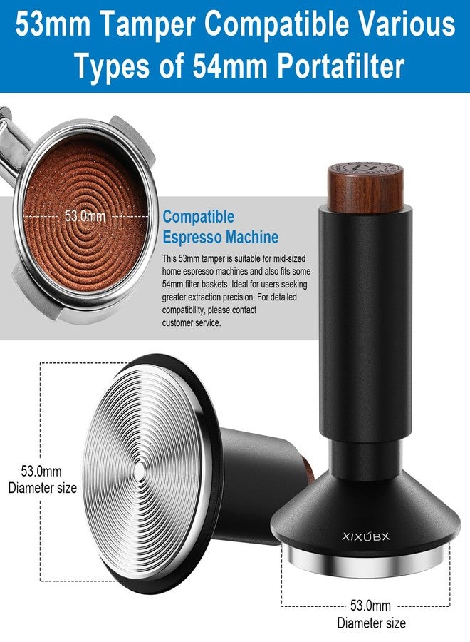 XIXUBX 2-in-1 Espresso Tamper & Magnetic WDT Tool, 53mm Spring Loaded Tamper with Anodized Aluminum Alloy Handle, Corrugated Base & Cover, Fits 53-54mm Portafilter Baskets for Espresso Machines - Image 4