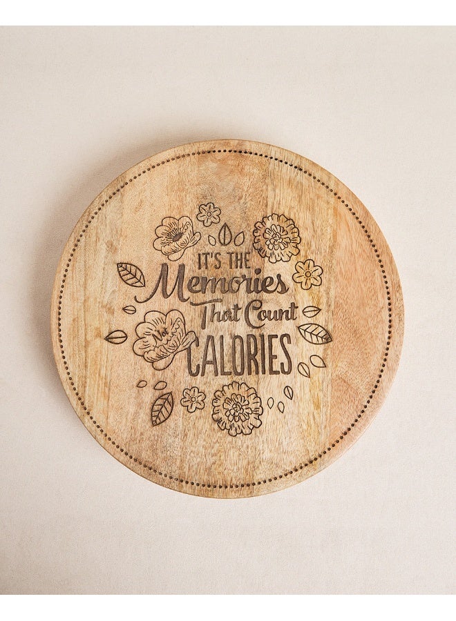 Chumbak Chumbak Farmhouse Lazy Susan Platter | Wooden Platter | Hand Engraved Decorative Platter | Perfect for Breakfast, Coffee, Snacks - Brown Farmhouse Design  - Image 5