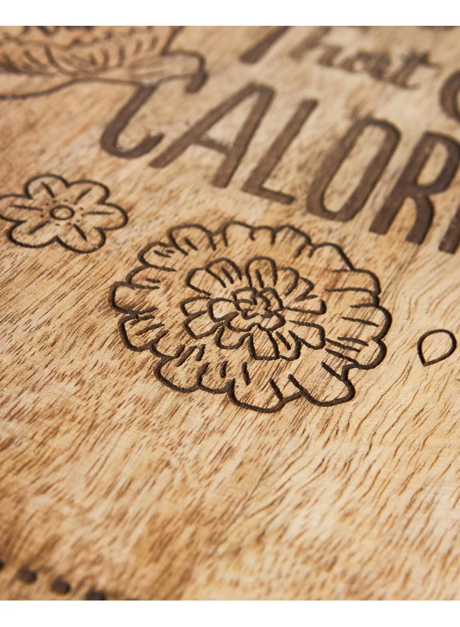 Chumbak Chumbak Farmhouse Lazy Susan Platter | Wooden Platter | Hand Engraved Decorative Platter | Perfect for Breakfast, Coffee, Snacks - Brown Farmhouse Design