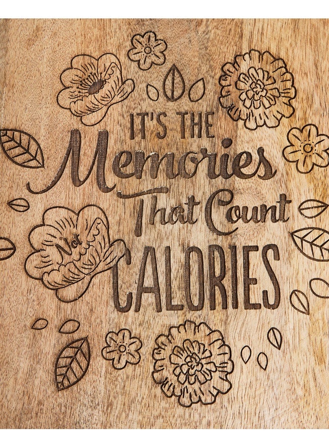 Chumbak Chumbak Farmhouse Lazy Susan Platter | Wooden Platter | Hand Engraved Decorative Platter | Perfect for Breakfast, Coffee, Snacks - Brown Farmhouse Design  - Image 3