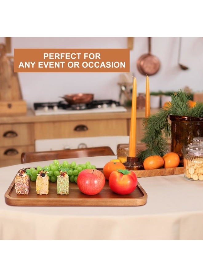 Ayiaren Rectangular Wooden Platters Long Charcuterie Boards Decorations Serving Trays Platter for Cookie, Snack, Appetizer, Dessert, Party, Food Dish Rectangle Acacia Wood Kitchen Platter Plates Cheese Board - Image 3