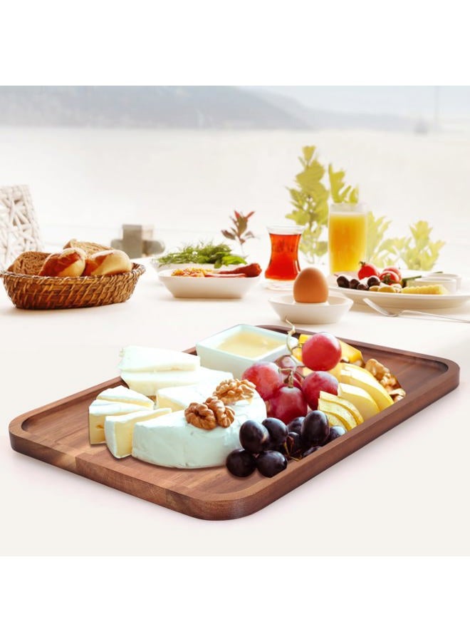 Ayiaren Rectangular Wooden Platters Long Charcuterie Boards Decorations Serving Trays Platter for Cookie, Snack, Appetizer, Dessert, Party, Food Dish Rectangle Acacia Wood Kitchen Platter Plates Cheese Board - Image 2