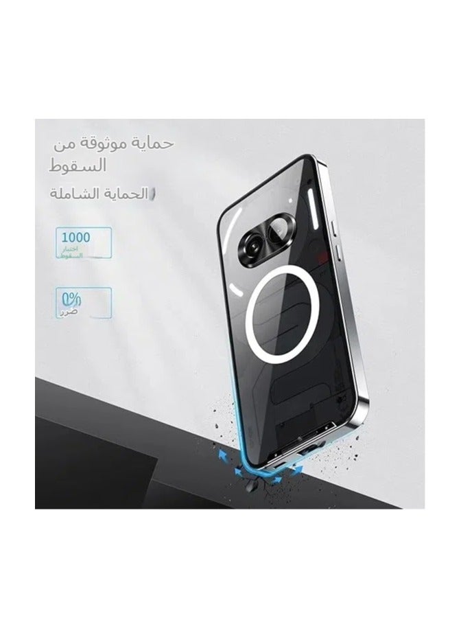 غطاء مغناطيسي متوافق مع هواتف Nothing Phone 2a و 2a Plus، متوافق مع MagSafe ، إطار معدني + ظهر بلاستيكي ناعم مع حماية الكاميرا - Image 3