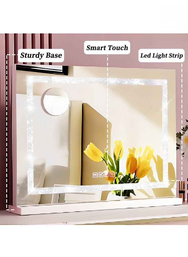 Large 23x18 Inch LED Vanity Mirror with Touch Control, 3 Color Modes (Cool/Natural/Warm), 2-in 1 Wall Mount & Tabletop Makeup Mirror, Dimmable Lighted Mirror for Daily Makeup and Professional Makeup - Image 4