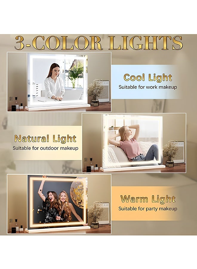 Large 23x18 Inch LED Vanity Mirror with Touch Control, 3 Color Modes (Cool/Natural/Warm), 2-in 1 Wall Mount & Tabletop Makeup Mirror, Dimmable Lighted Mirror for Daily Makeup and Professional Makeup - Image 5