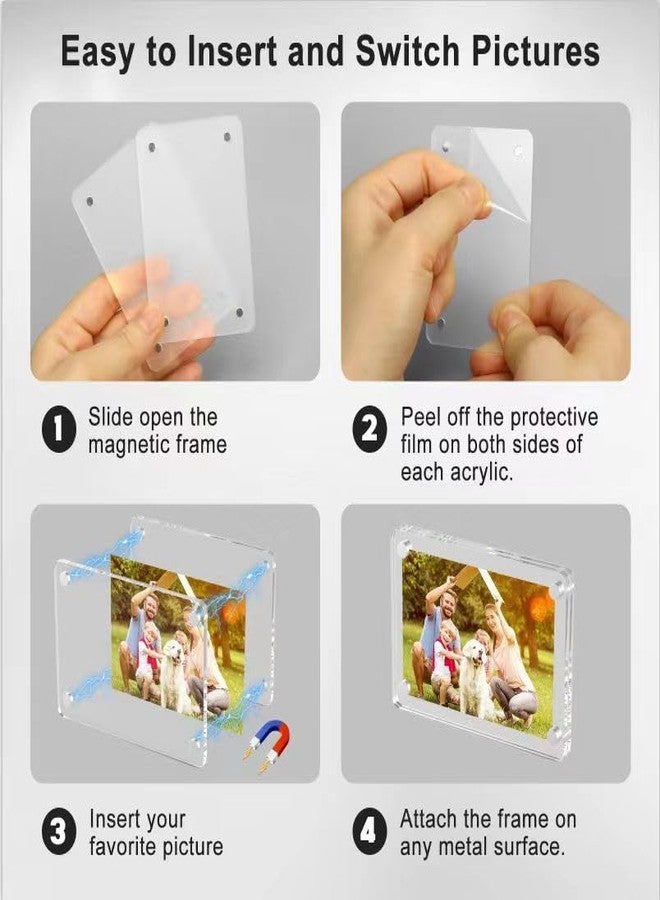 Hdama Magnetic Picture Frames for Refrigerator, Acrylic Fridge Magnetic Photo Frame, Double Sided Magnet Picture Frames for Fridge/Locker (6Pack) - Image 5