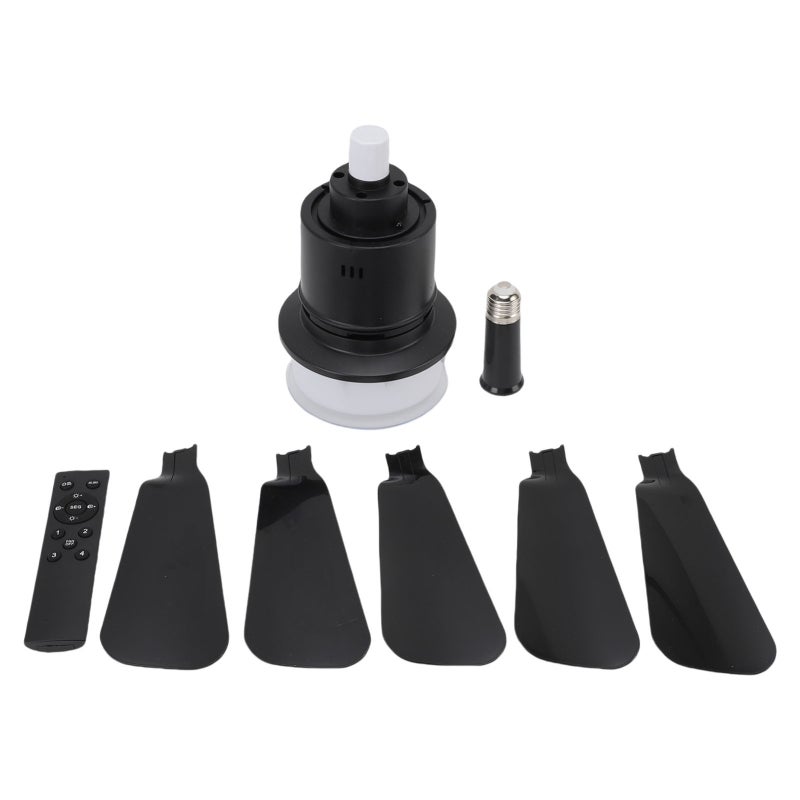 Ceiling Fan Light with Remote Dimmable Quiet E26 E27 Base Flush Mount Ceiling Fan Light Timer Function APP Control Black - Image 1