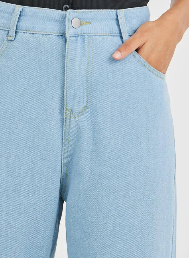 Styli Styli Mid Rise Straight Fit Jeans