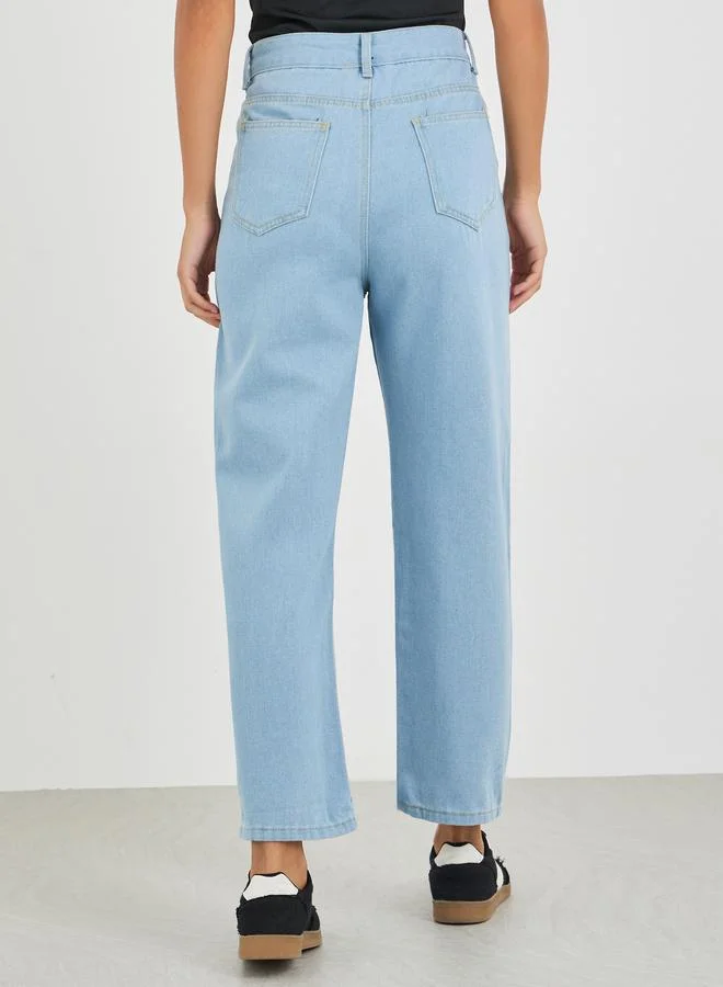 Styli Styli Mid Rise Straight Fit Jeans