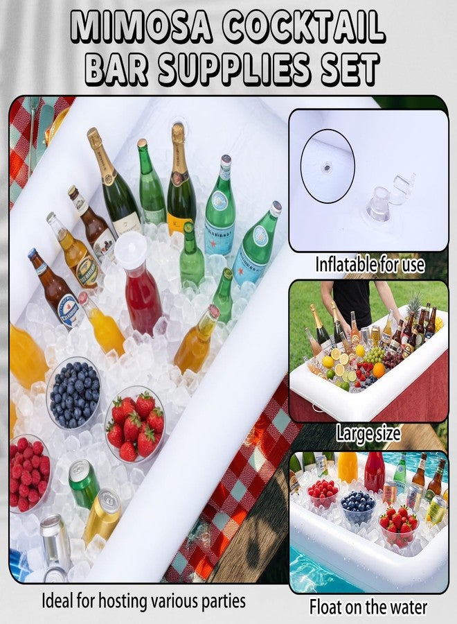 Suttmin 41 Pcs Mimosa Bar Supplies Includes 34 oz Carafes for Mimosa Bar Inflatable Ice Serving Bars Champagne Flutes Serving Tongs Bowls Stickers for Summer Party Supplies - Image 4