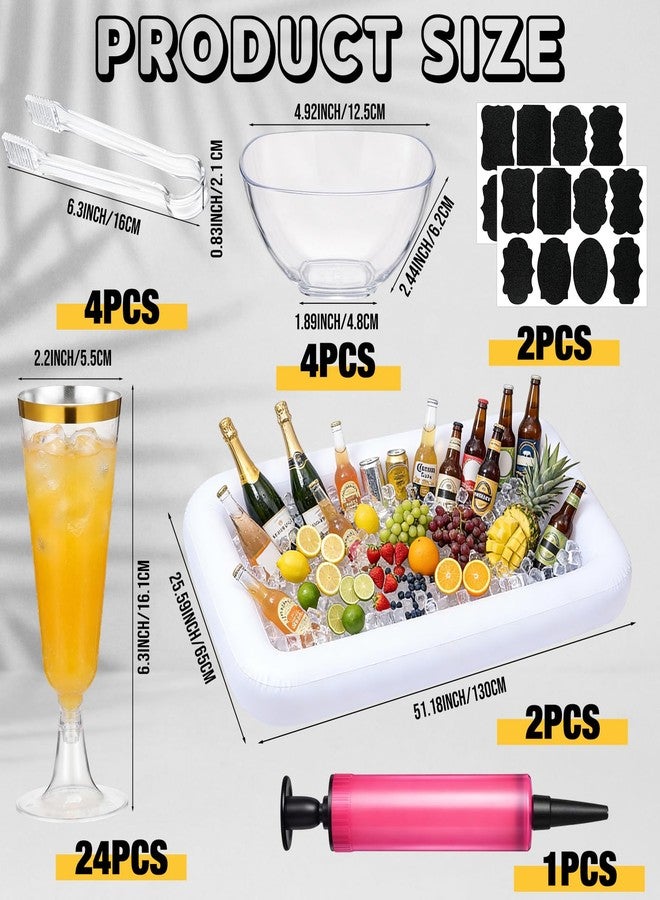 Suttmin 41 Pcs Mimosa Bar Supplies Includes 34 oz Carafes for Mimosa Bar Inflatable Ice Serving Bars Champagne Flutes Serving Tongs Bowls Stickers for Summer Party Supplies - Image 3