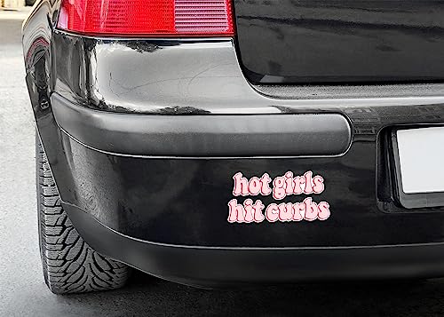 HADATKA1921 Hot Girls Hit Curbs Bumper Sticker, Vinyl Waterproof for Car Truck, Gifts Idea Meme for GenZ Ladies Driver, Size 7.5x3.75 Inches (NEW010523) - Image 4
