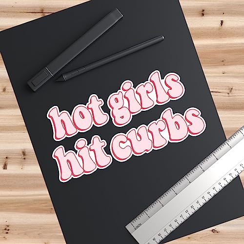 HADATKA1921 Hot Girls Hit Curbs Bumper Sticker, Vinyl Waterproof for Car Truck, Gifts Idea Meme for GenZ Ladies Driver, Size 7.5x3.75 Inches (NEW010523) - Image 5