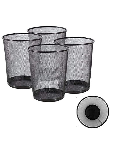 JUZR Metal Mesh Big Size Dustbin for Office use HomeMultipurpose Set of 4 Metal Mesh 235 X 265 X 190 MM BlackOpenTop
