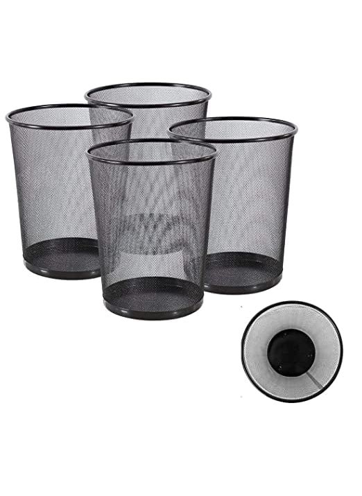 JUZR JUZR Metal Mesh Big Size Dustbin for Office use HomeMultipurpose Set of 4 Metal Mesh 235 X 265 X 190 MM BlackOpenTop  - Image 1