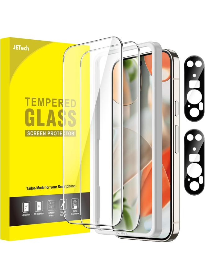 جي تيك واقي شاشة لهاتف Google Pixel 9 Pro Xl مع واقي عدسة الكاميرا أداة تركيب سهلة، فيلم زجاجي مقوى متوافق مع بصمات الأصابع، شفاف عالي الدقة، عبوتان لكل منهما - Image 1