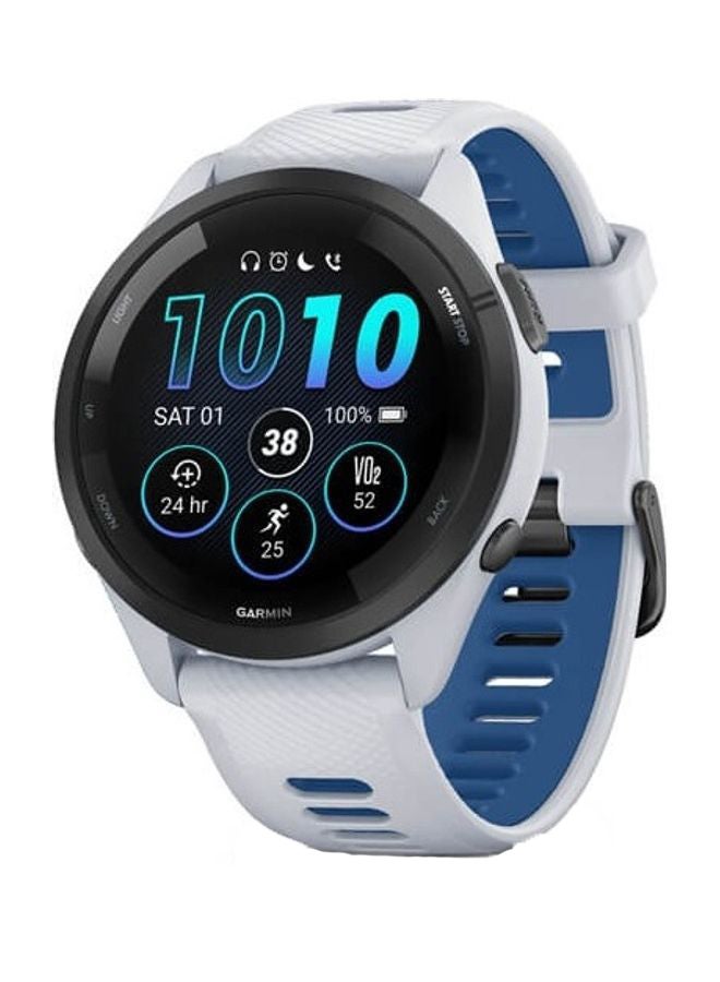 جارمين Forerunner 265 - 46 مم - عمر بطارية يصل إلى 20 ساعة في وضع GPS - شاشة Amoled مقاس 1.3 بوصة، مقاومة للخدش، زجاج Corning® Gorilla® 3، مراقب معدل ضربات القلب، تتبع الإجهاد، حفظ الموسيقى على الجهاز، ميزات GPS وتشغيل متقدمة، متقدمة مقاييس التدريب ورؤى الاسترداد، متوافقة مع iOS وأندرويد - Image 1