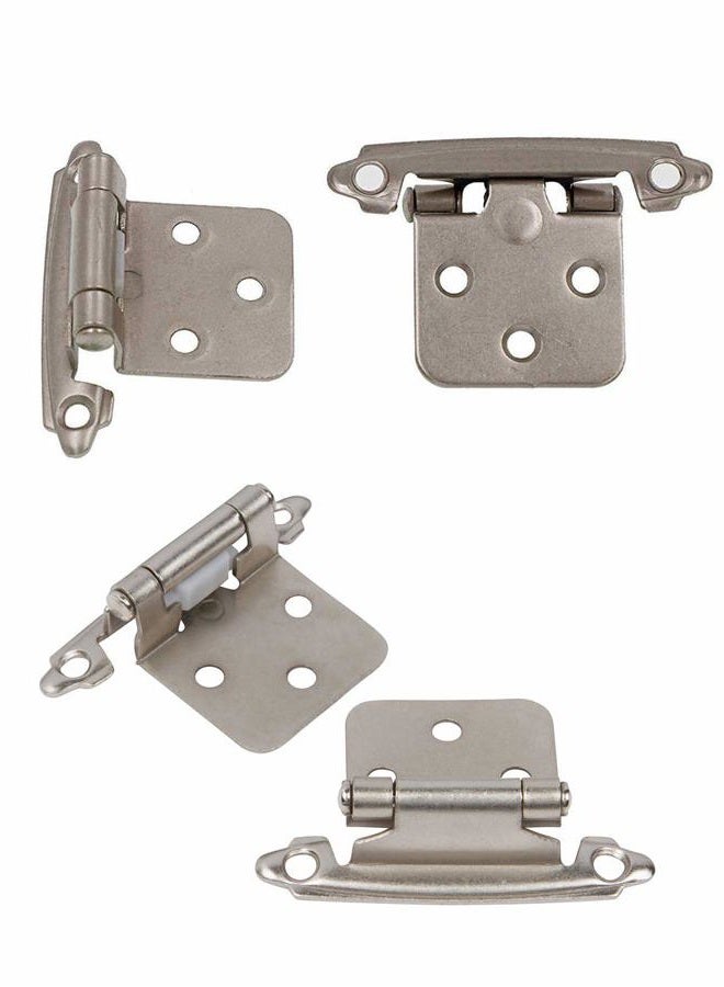 DecoBasics Satin Brushed Nickel Cabinet Hinges for Kitchen Cabinets (5 Pair -10 Pcs) -1/2" Overlay (Variable) -Self Closing Kitchen Cabinet Hinges Flush Mount w/ Silicon Bumpers & Upgraded Screws… - Image 5