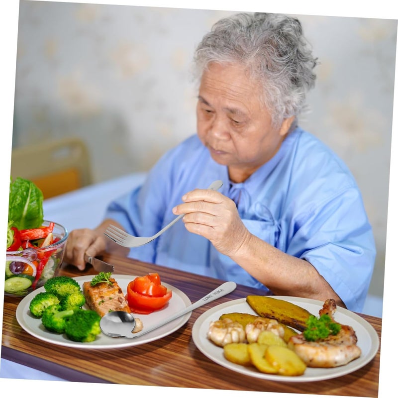 3-Piece Angled Feeding Utensil Set for Elderly and Disabled Curved Spoon and Fork for Easy Self-Feeding Practical Tableware for Patients Ergonomic Design - Image 4