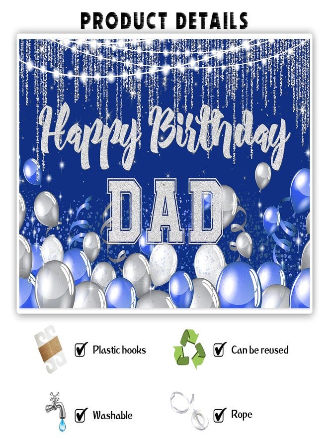 INNORU Happy Birthday Dad Backdrop Banner, Father's Birthday Party Photography Backdrop Durable Fabric, Father's Day Poster Men Birthday Party Decorations Photo Booth Props 6x4ft - Image 3