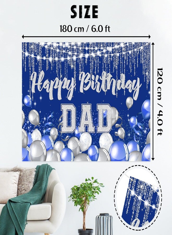 INNORU Happy Birthday Dad Backdrop Banner, Father's Birthday Party Photography Backdrop Durable Fabric, Father's Day Poster Men Birthday Party Decorations Photo Booth Props 6x4ft - Image 2