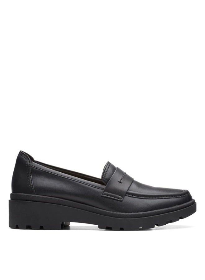 clarks Women's Calla Ease Loafer Flat, Black Leather, 5 - Image 2