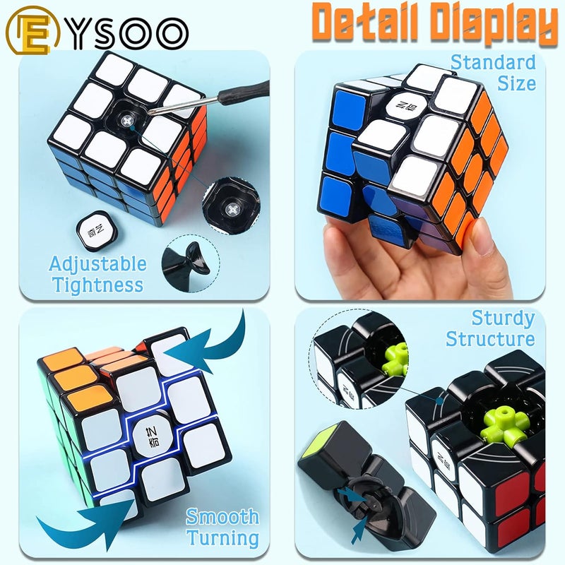  إيسو مجموعة كرات روبيكس من ، تحتوي على 8 كرات: كرات سريعة الدوران (2x2، 3x3)، سهلة الاستخدام والتدوير، مع صندوق هدايا ودليل للأطفال والبالغين، وتشمل أيضًا كرة ميجامينكس الهرمية كلعبة ذكاء. - Image 5