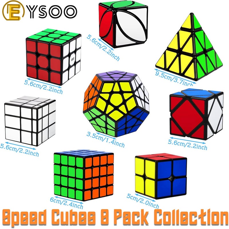  إيسو مجموعة كرات روبيكس من ، تحتوي على 8 كرات: كرات سريعة الدوران (2x2، 3x3)، سهلة الاستخدام والتدوير، مع صندوق هدايا ودليل للأطفال والبالغين، وتشمل أيضًا كرة ميجامينكس الهرمية كلعبة ذكاء. - Image 2