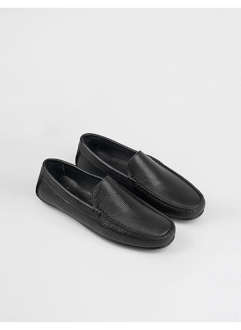Cabani Genuine Leather Black Sneaker Men's Loafer Shoes