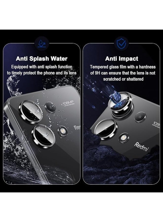 Camera Lens Protector for Redmi Note 13Pro , Metal Ring Design, Tempered Glass Screen Cover, Full Coverage Protection (Black) - Image 4