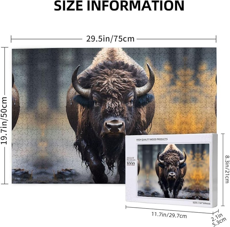 Phayah 1000 Piece Bison Jigsaw Puzzle For Adults Home Decor 29 5 X 19 7 Inches - Image 4