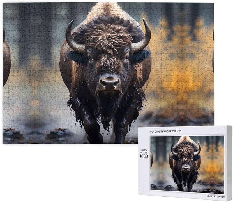 Phayah 1000 Piece Bison Jigsaw Puzzle For Adults Home Decor 29 5 X 19 7 Inches - Image 2