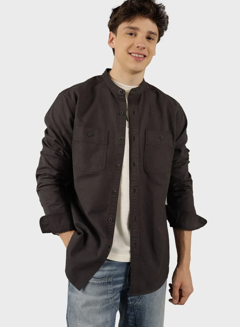امريكان ايجل Band Collar Classic Fit Shirt