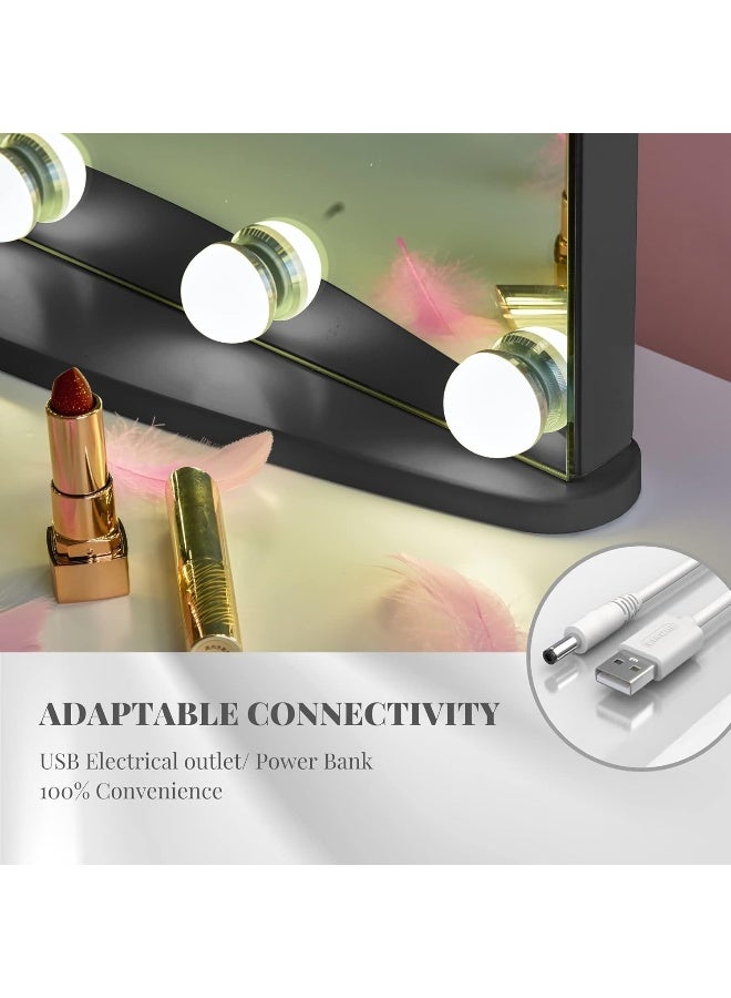 LUXFURNI Vanity Mirror With Makeup Lights, Large Hollywood Light Up Mirrors W/ 18 Led Bulbs For Bedroom Tabletop And Wall Mounted  - Image 2