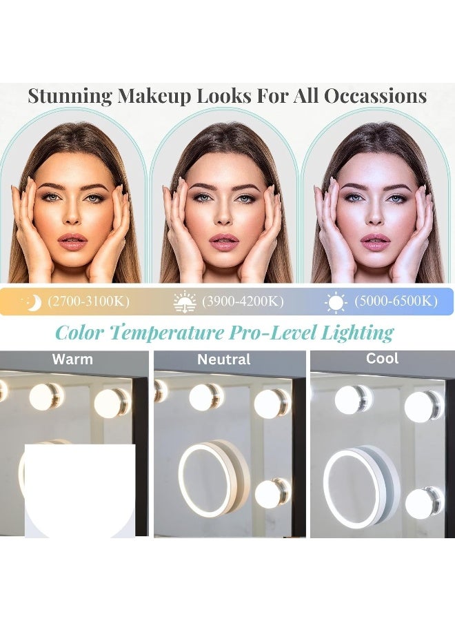 LUXFURNI Vanity Mirror With Makeup Lights, Large Hollywood Light Up Mirrors W/ 18 Led Bulbs For Bedroom Tabletop And Wall Mounted  - Image 4