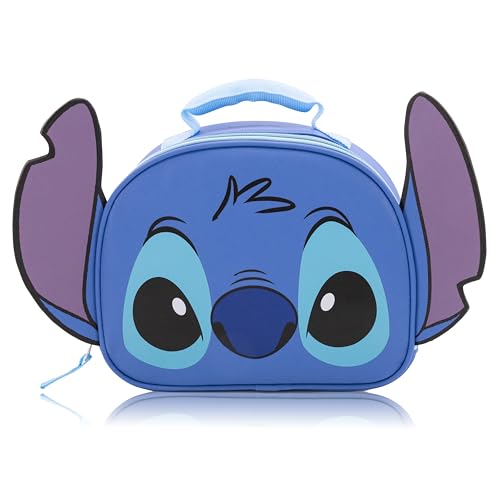 Fast Forward Disney Lilo and Stitch Lunch Box for Kids | PU Leather Insulated Lunch Bag Lunch Box for Girls, Boys, Unisex, Toddlers | Stitch Blue Reusable Lunchbox - Image 1