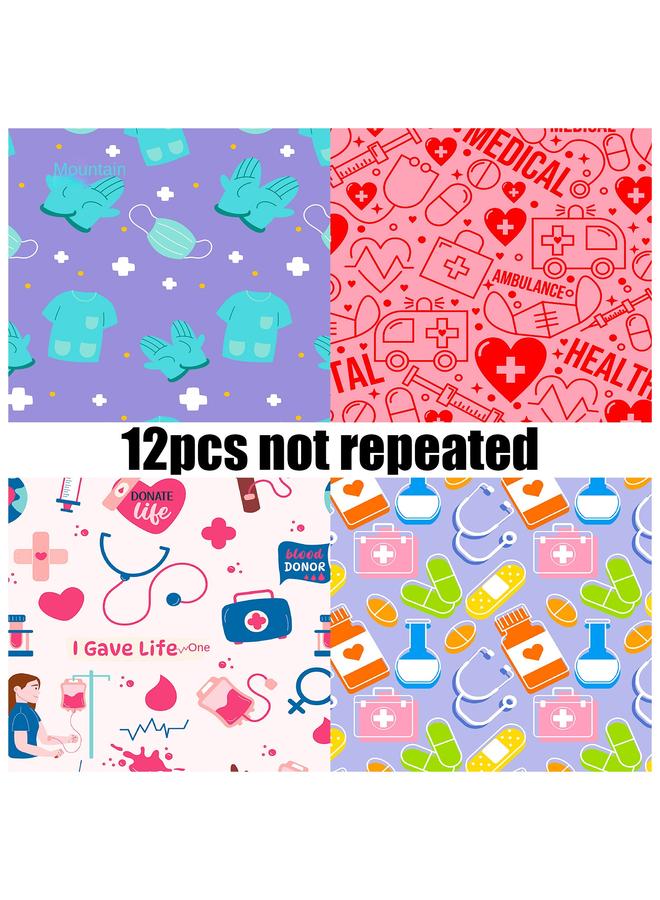 Bluejw 12 Sheets/pack International Nurse's Day Doctor Theme Hand Account Material Paper Gift Packaging Backing Background Paper - Image 3