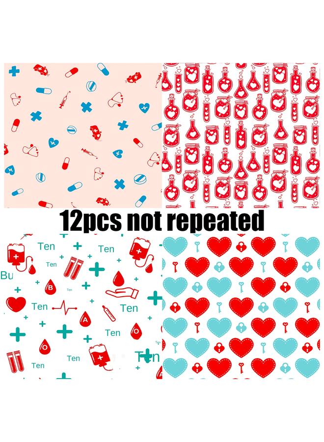 Bluejw 12 Sheets/pack International Nurse's Day Doctor Theme Hand Account Material Paper Gift Packaging Backing Background Paper - Image 4