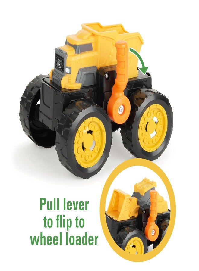 TOMY Monster Treads John Deere Flipper Truck Toy - 2-in-1 Transforming Dump Truck and Loader Toy with Heavy Duty Tires - Kids Construction Toys - Ages 3 Years and Up - Image 5