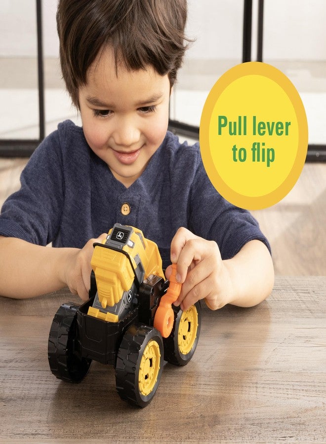 TOMY Monster Treads John Deere Flipper Truck Toy - 2-in-1 Transforming Dump Truck and Loader Toy with Heavy Duty Tires - Kids Construction Toys - Ages 3 Years and Up - Image 2