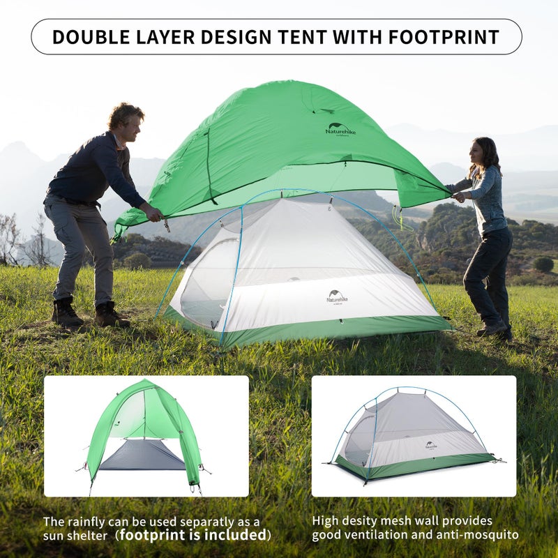 Naturehike Cloud-Up 1 Person Tent - Lightweight, Waterproof, Ultralight Single Person Tent for Camping, Hiking, Backpacking - Image 3