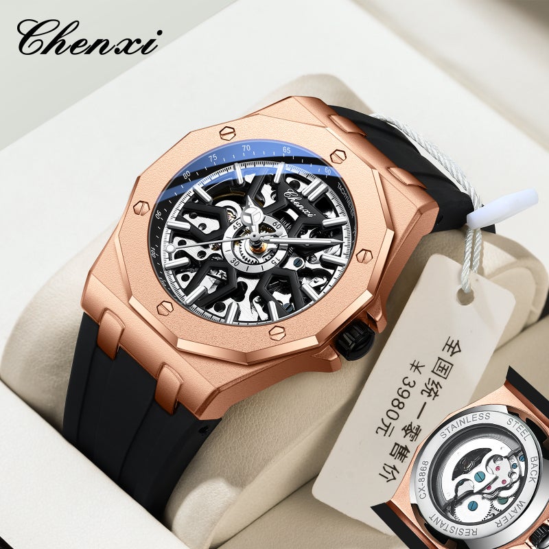 Watch Men'S Automatic Mechanical Watch Silicone Hollow Cool Fashion Sports Luminous Waterproof Steel - Image 2