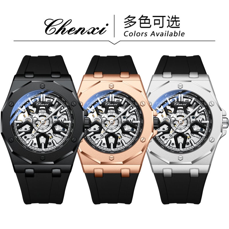 Watch Men'S Automatic Mechanical Watch Silicone Hollow Cool Fashion Sports Luminous Waterproof Steel - Image 5