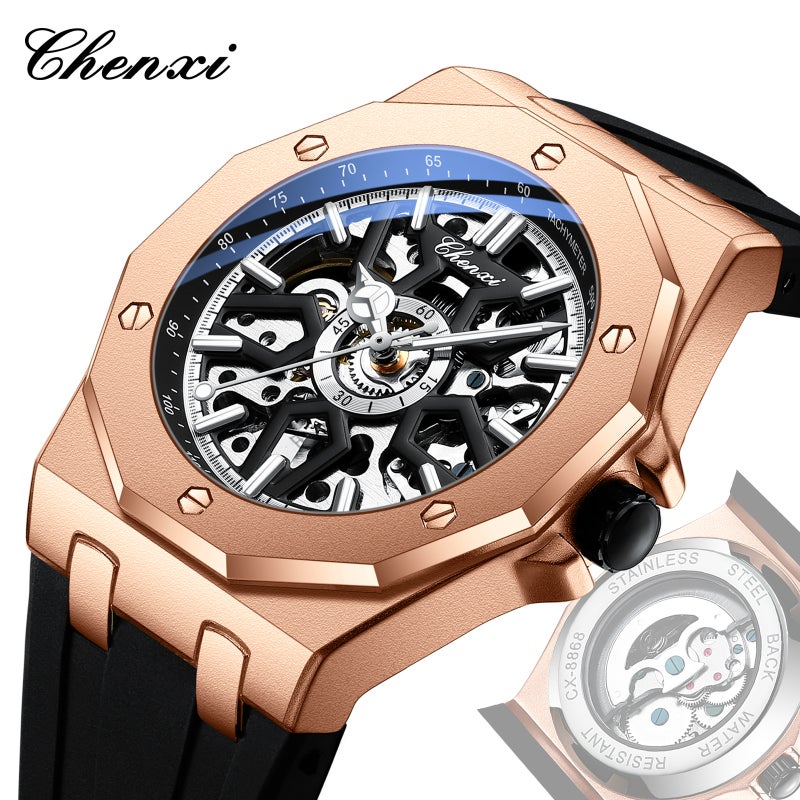 Watch Men'S Automatic Mechanical Watch Silicone Hollow Cool Fashion Sports Luminous Waterproof Steel - Image 3