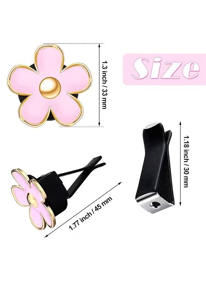 6 قطع من مشبك فتحة تهوية السيارة على شكل زهرة الأقحوان، مشبك مخرج معطر الهواء، مشبك مكيف الهواء للسيارة، ديكور داخلي للسيارة (أحمر، وردي، أبيض، 3 سم، 3.3 سم) - Image 2