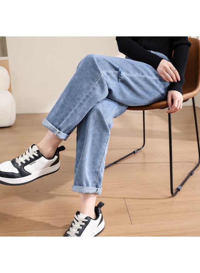 TonLion summer Solid Color Minimalist Loose Fit Slimming Korean Style Versatile Youthful Anti-aging Dad Jeans - Image 4