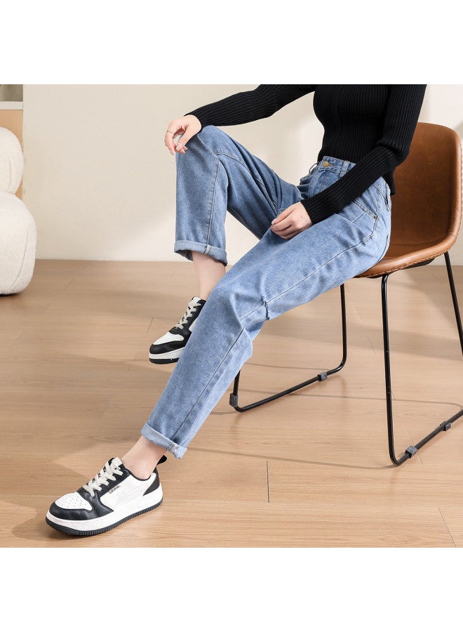 TonLion summer Solid Color Minimalist Loose Fit Slimming Korean Style Versatile Youthful Anti-aging Dad Jeans - Image 3